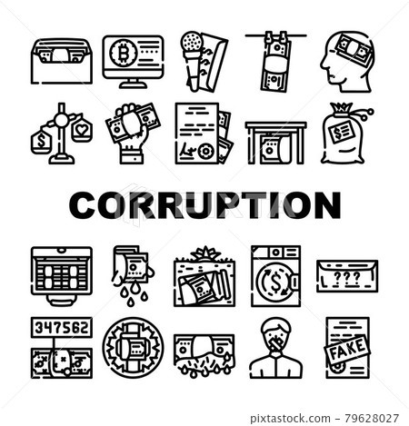 Corruption Problem Collection Icons Set Vector Corruption Problem Collection Icons Set Vector 79628027