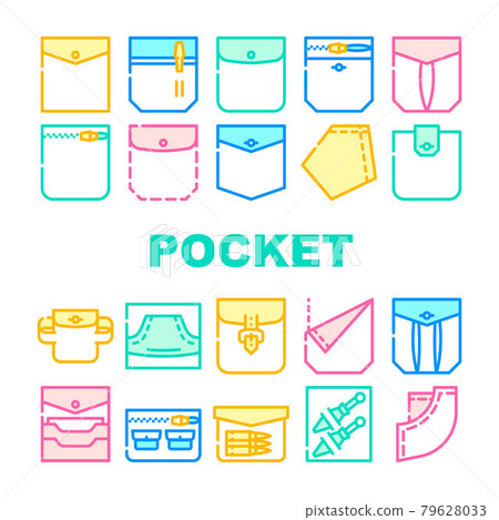 Patch Pocket Clothes Collection Icons Set Vector Patch Pocket Clothes Collection Icons Set Vector 79628033