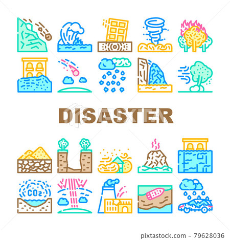 Disaster Destruction Collection Icons Set Vector Disaster Destruction Collection Icons Set Vector 79628036