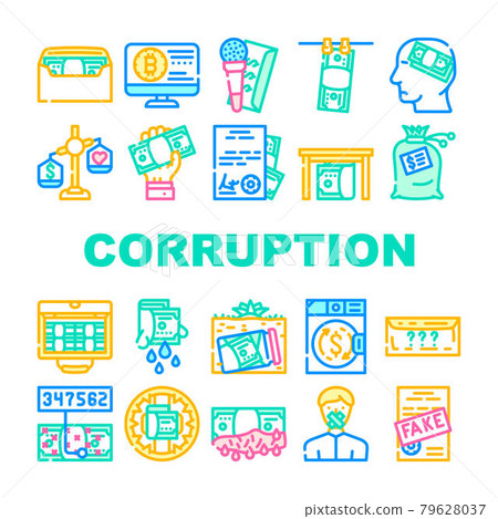 Corruption Problem Collection Icons Set Vector Corruption Problem Collection Icons Set Vector 79628037