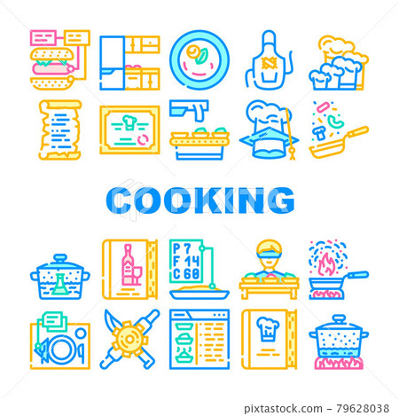 Cooking Courses Lesson Collection Icons Set Vector Cooking Courses Lesson Collection Icons Set Vector 79628038