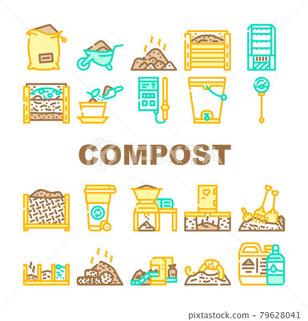 Compost Production Collection Icons Set Vector Compost Production Collection Icons Set Vector 79628041