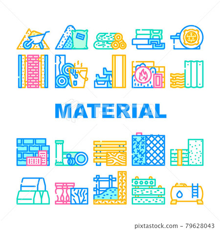 Building Material Collection Icons Set Vector Building Material Collection Icons Set Vector 79628043