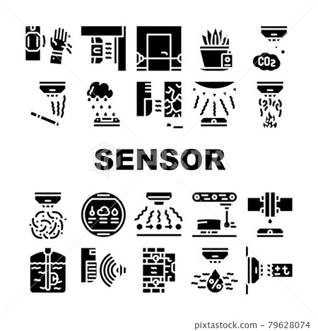 Sensor Electronic Tool Collection Icons Set Vector 79628074