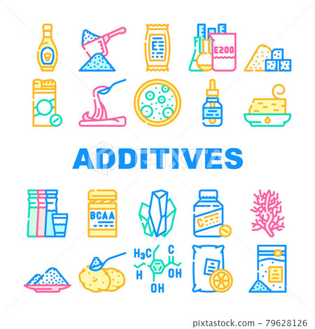 Food Additives Formula Collection Icons Set Vector - Stock Illustration ...