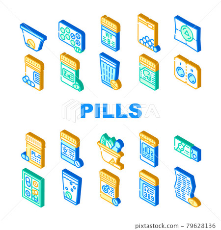 Pills Medicaments Collection Icons Set Vector Illustration Pills Medicaments Collection Icons Set Vector Illustration 79628136