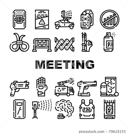 Protests Meeting Event Collection Icons Set Vector 79628155