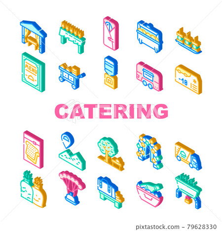 Catering Food Service Collection Icons Set Vector Catering Food Service Collection Icons Set Vector 79628330