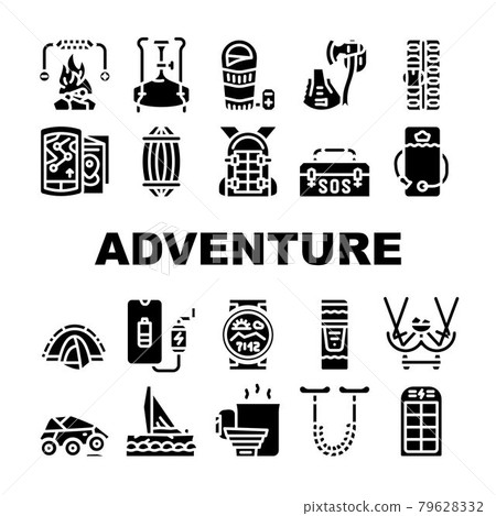 Adventure Equipment Collection Icons Set Vector flat Adventure Equipment Collection Icons Set Vector flat 79628332