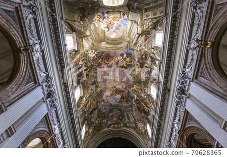 Frescoes of Andrea Pozzo on sant Ignazio church ceilings, Rome, Ital Frescoes of Andrea Pozzo on sant Ignazio church ceilings, Rome, Ital 79628365