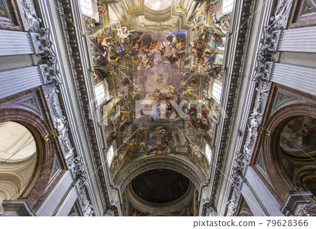 Frescoes of Andrea Pozzo on sant Ignazio church ceilings, Rome, Ital Frescoes of Andrea Pozzo on sant Ignazio church ceilings, Rome, Ital 79628366