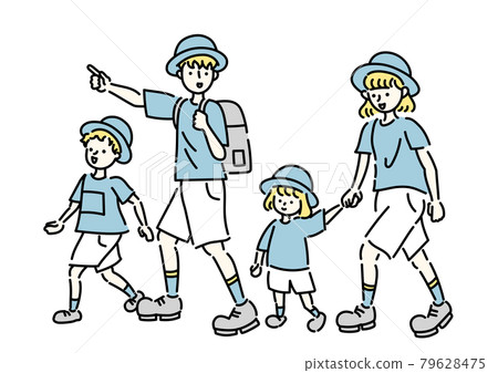 Illustration blue for hiking with family 79628475
