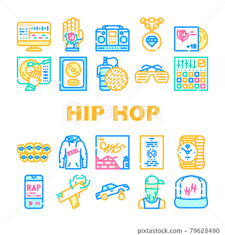 Hip Hop And Rap Music Collection Icons Set Vector Hip Hop And Rap Music Collection Icons Set Vector 79628490