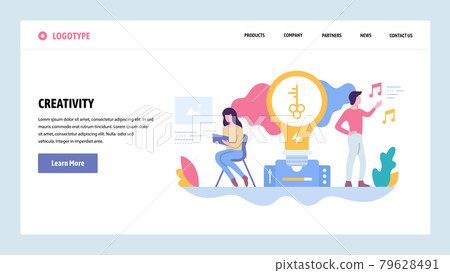 Vector web site gradient design template. Creative process and new ideas. Creativity concept. Landing page concepts for website and mobile development. Modern flat illustration. Vector web site gradient design template. Creative process and new ideas. Creativity concept. Landing page concepts for website and mobile development. Modern flat illustration. 79628491