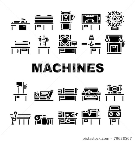 Industrial Machines Collection Icons Set Vector Flat 79628567