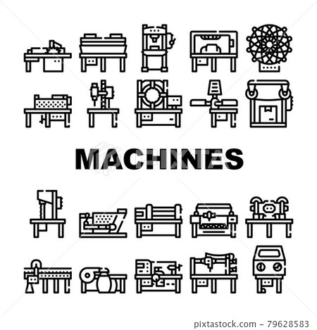 Industrial Machines Collection Icons Set Vector Flat Industrial Machines Collection Icons Set Vector Flat 79628583