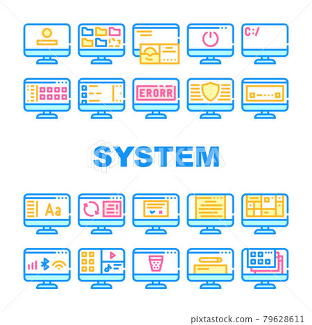 Operating System Pc Collection Icons Set Vector Operating System Pc Collection Icons Set Vector 79628611