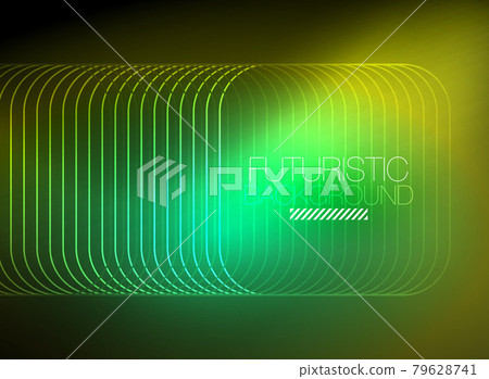 Neon color square shape lines abstract background. Shiny magic energy and motion concept, vector abstract wallpaper background Neon color square shape lines abstract background. Shiny magic energy and motion concept, vector abstract wallpaper background 79628741
