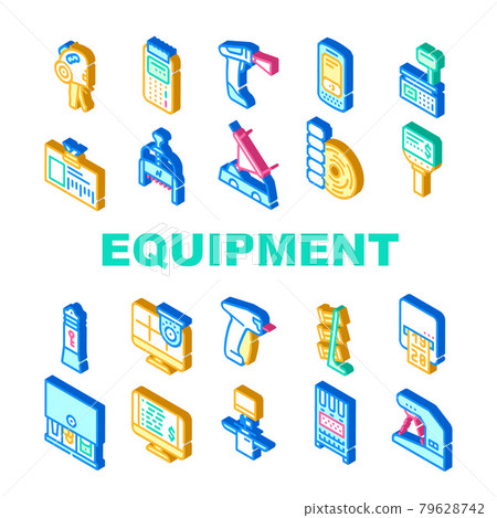 Shop Equipment Device Collection Icons Set Vector 79628742