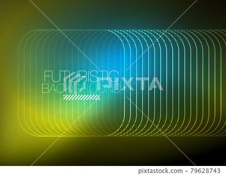 Neon color square shape lines abstract background. Shiny magic energy and motion concept, vector abstract wallpaper background Neon color square shape lines abstract background. Shiny magic energy and motion concept, vector abstract wallpaper background 79628743