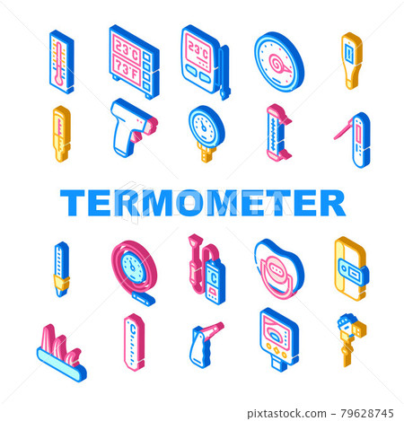 Thermometer Device Collection Icons Set Vector color Thermometer Device Collection Icons Set Vector color 79628745