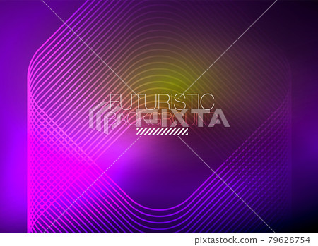 Neon color square shape lines abstract background. Shiny magic energy and motion concept, vector abstract wallpaper background 79628754