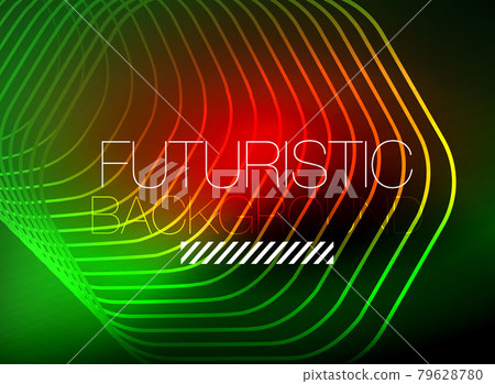 Neon color square shape lines abstract background. Shiny magic energy and motion concept, vector abstract wallpaper background 79628780