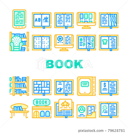 Book Library Shop Collection Icons Set Vector 79628781