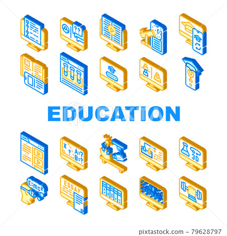 Online Education Learning Lesson Icons Set Vector 79628797