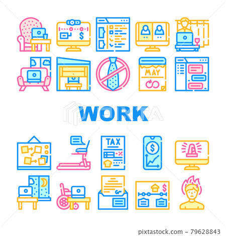 Remote Work From Home Collection Icons Set Vector Remote Work From Home Collection Icons Set Vector 79628843