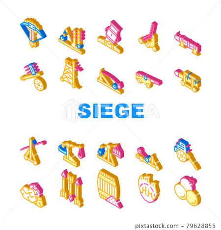 Siege Engine Catapult Collection Icons Set Vector Siege Engine Catapult Collection Icons Set Vector 79628855