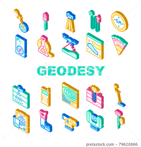 Geodesy Equipment Collection Icons Set Vector Illustration 79628866