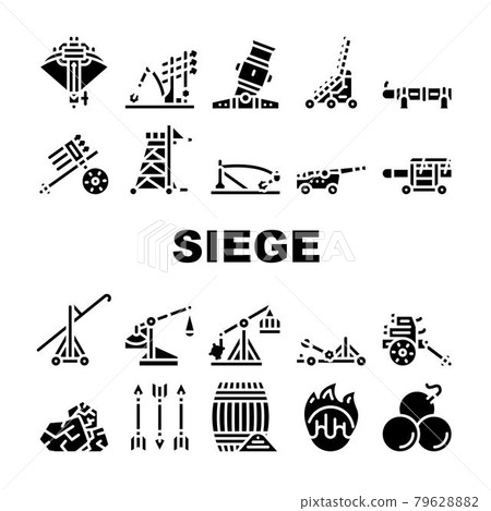 Siege Engine Catapult Collection Icons Set Vector Siege Engine Catapult Collection Icons Set Vector 79628882