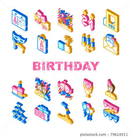 Birthday Event Party Collection Icons Set Vector Birthday Event Party Collection Icons Set Vector 79628911
