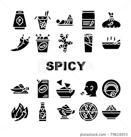 Spicy Dish Flavor Food Collection Icons Set Vector Spicy Dish Flavor Food Collection Icons Set Vector 79628955