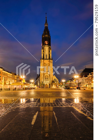 Delft Market Square Markt in the evening. Delfth, Netherlands Delft Market Square Markt in the evening. Delfth, Netherlands 79629159