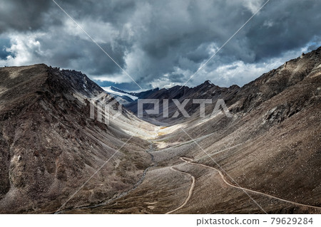 Road in Himalayas near Kardung La pass. Ladakh, India 79629284