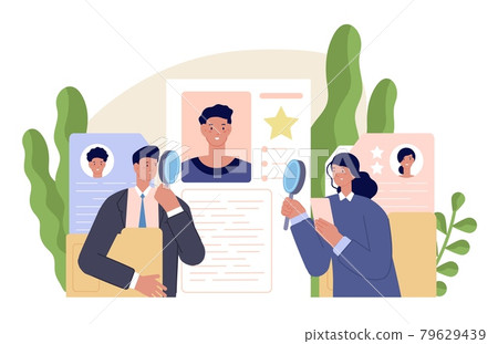 Business human resources. Hr manager team hire humans. Application forms, search recruit talent humans. Business career utter vector concept 79629439