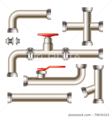 Pipeline With Gate Valve And Faucet Set Vector Pipeline With Gate Valve And Faucet Set Vector 79630101