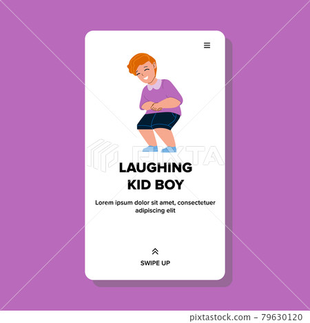 Laughing Kid Boy On Kindergarten Playground Vector Laughing Kid Boy On Kindergarten Playground Vector 79630120