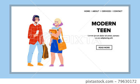 Modern Teen In Stylish Clothes With Gadgets Vector Modern Teen In Stylish Clothes With Gadgets Vector 79630172