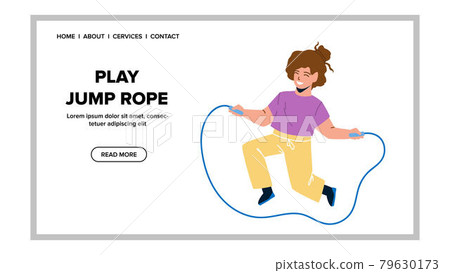Girl Play Jump Rope Sport Accessory In Gym Vector Girl Play Jump Rope Sport Accessory In Gym Vector 79630173