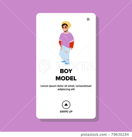 Boy Model In Style Clothes On Fashion Show Vector Boy Model In Style Clothes On Fashion Show Vector 79630284