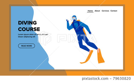 Diving Course School Educate Young Diver Vector Diving Course School Educate Young Diver Vector 79630820