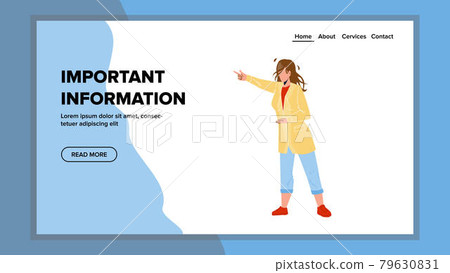 Important Information Pointing Young Woman Vector Important Information Pointing Young Woman Vector 79630831