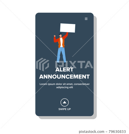 Alert Announcement Banner Hold Young Man Vector Alert Announcement Banner Hold Young Man Vector 79630833