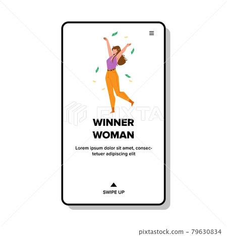 Winner Woman Celebrate Won Money Prize Vector Winner Woman Celebrate Won Money Prize Vector 79630834