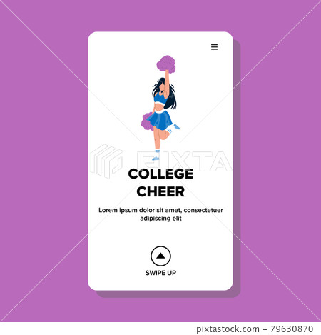 College Cheer Girl Dancing With Pompoms Vector College Cheer Girl Dancing With Pompoms Vector 79630870