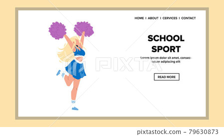 School Sport Cheerleader Dance With Pon-pon Vector School Sport Cheerleader Dance With Pon-pon Vector 79630873