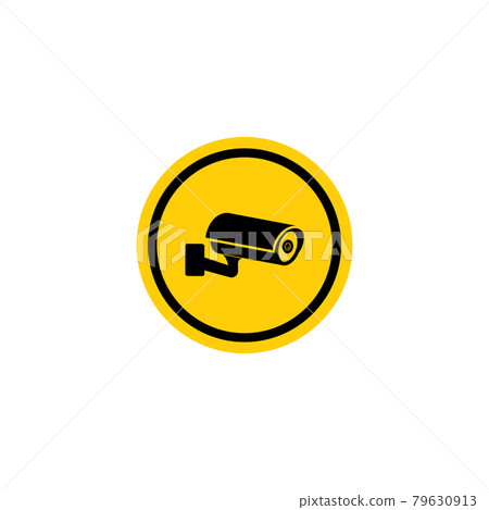 Video surveillance cctv camera black icon on circle badge, vector illustration. 79630913